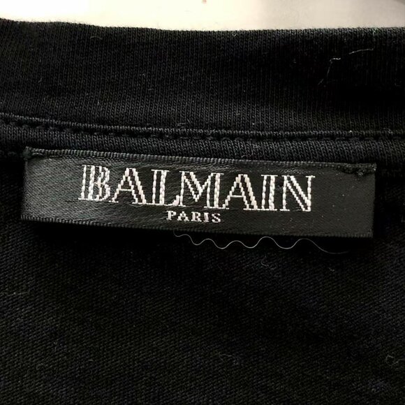 Balmain Black Tee with Gold Medallion Design - Picture 4 of 8